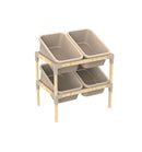 FixWood 2-laags Opbergrek met 4 Uitneembare Boxen – Speelgoed Organizer / Keukenrek / Multi-functioneel Opbergmeubel – 55 x 39 x 62 cm – Hout & Kunststof