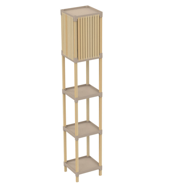 FixWood Houten Staande Lamp met 3 Planken – Scandinavisch Design – Etagère Vloerlamp – Hout & Linnen – Warm Wit Licht – Voor Woonkamer, Slaapkamer of Kantoor