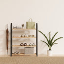 Schoenenrek 4 Lagen – Zwart - Ruimtebesparend Schoenenkast – Modern Design – Metaal & Hout – Voor 12+ Paar Schoenen – Opbergsysteem Schoenenrek Hal, Slaapkamer of Woonkamer (kopie)