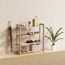 Schoenenrek 4-laags – 65x20x68 cm – Houten & Kunststof Schoenenkast – Schoenen Organizer – Ruimtebesparend Schoenenrek voor Hal, Slaapkamer of Gang – FixWood