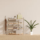Schoenenrek 4-laags – 65x20x68 cm – Houten & Kunststof Schoenenkast – Schoenen Organizer – Ruimtebesparend Schoenenrek voor Hal, Slaapkamer of Gang – FixWood