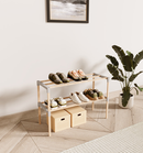Schoenenrek 2 Lagen – Beige - Compact Houten Schoenenkast – Ruimtebesparend Schoenenrek voor 6+ Paar – Duurzaam & Modern Design – 51 x 23 x 39 cm