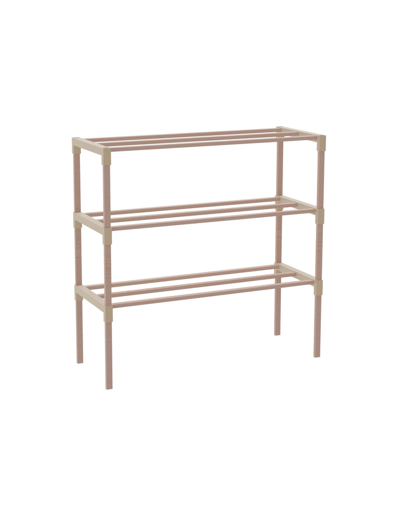 Schoenenrek 3 Lagen – Beige - Houten Schoenenkast – Compact & Ruimtebesparend Schoenenrek voor 9+ Paar – Modern Design – 51 x 23 x 57 cm