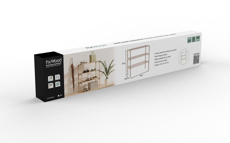 Schoenenrek 3 Lagen – Beige - Houten Schoenenkast – Compact & Ruimtebesparend Schoenenrek voor 9+ Paar – Modern Design – 51 x 23 x 57 cm