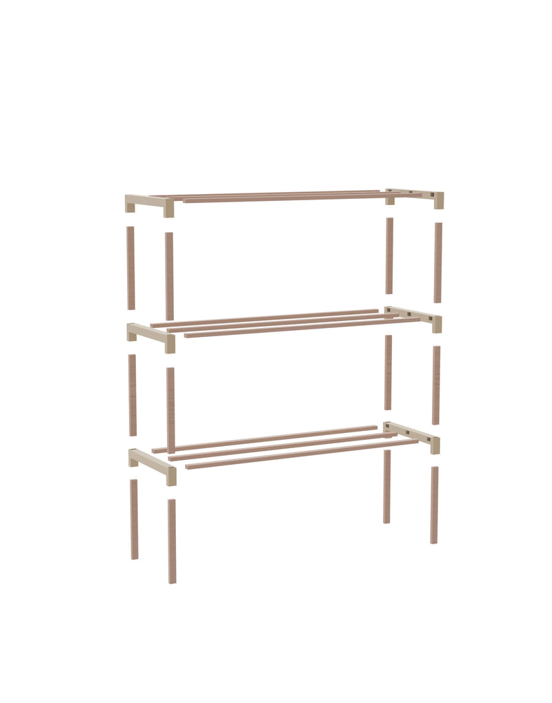 Schoenenrek 2 Lagen – Beige - Compact Houten Schoenenkast – Ruimtebesparend Schoenenrek voor 6+ Paar – Duurzaam & Modern Design – 51 x 23 x 39 cm
