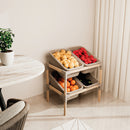 FixWood 2-laags Opbergrek met 4 Uitneembare Boxen – Speelgoed Organizer / Keukenrek / Multi-functioneel Opbergmeubel – 55 x 39 x 62 cm – Hout & Kunststof