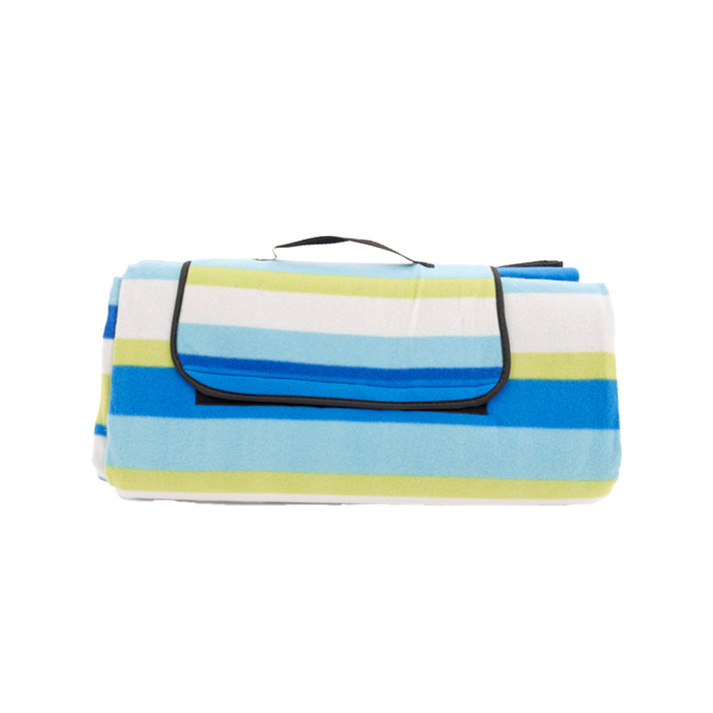 Picknickdecke XXL Blau gestreift - Plaid 200 x 200 cm - Picknickdecke Wasserdicht - Strandtuch