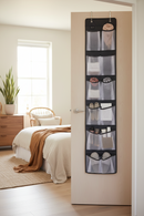 Schoenenkast Hangend - Schoenenzak 12 vakken - Opbergen van Schoenen aan Deur - Zwart / Wit