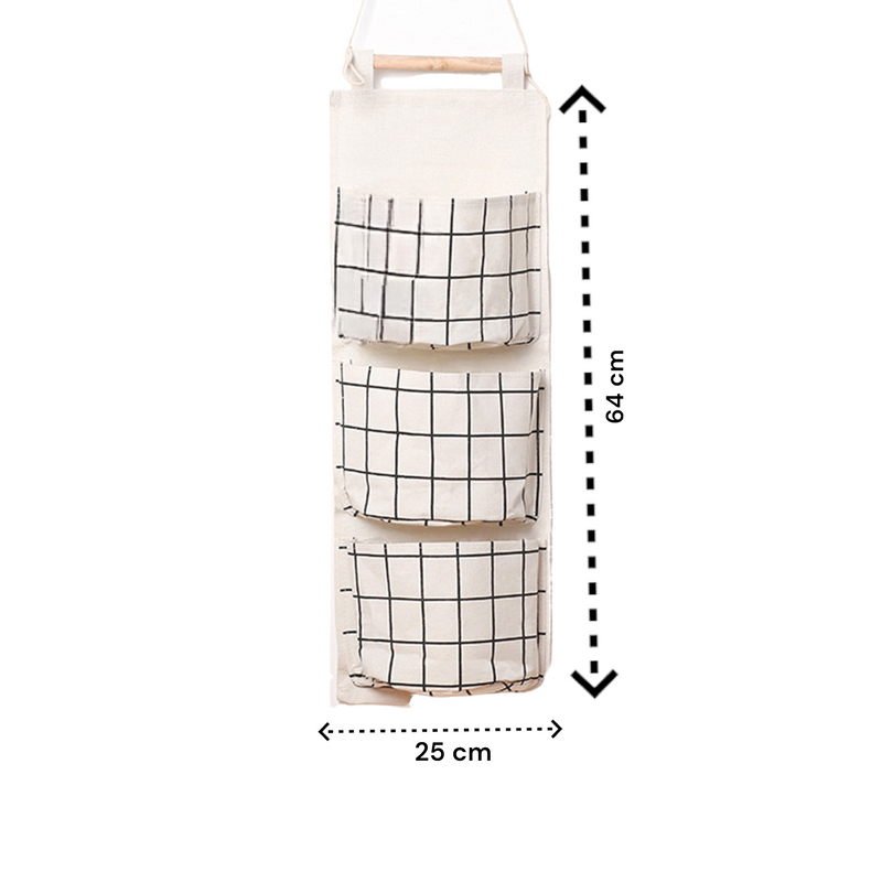 Aufbewahrungstaschen Leinen - Platzsparend - 2 Stück - Hängende Aufbewahrung - Textil - 64x25cm