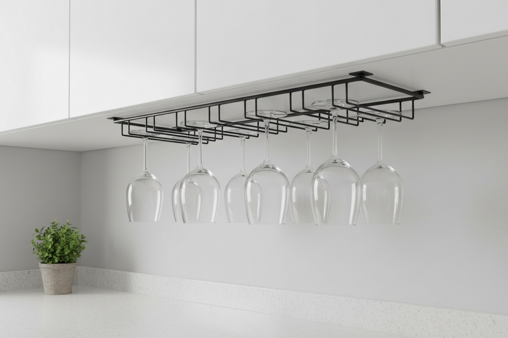 Hängeregal Weingläser - Schwarz - 18 Gläser - Weinglashalter