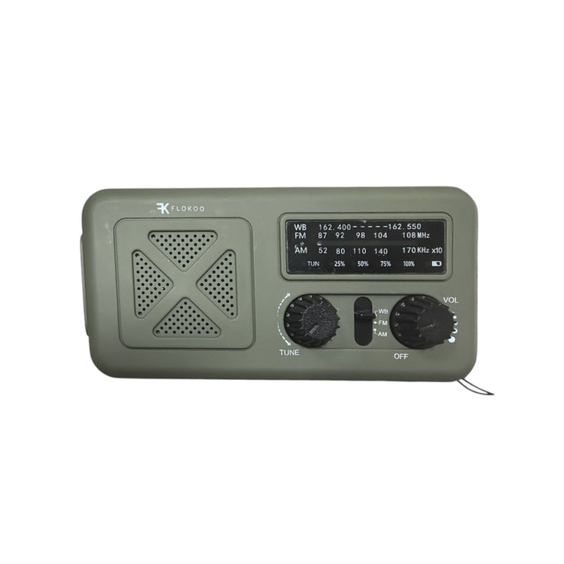 Noodradio - Groen - Solar, Hand Crank & Powerbank – AM/FM/WB - Emergency Radio