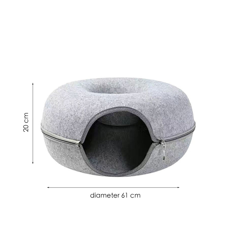 Donut-Korb für Katzen und Hunde – Hellgrau – Durchmesser 61 cm – Katzenkorb – Hundekorb