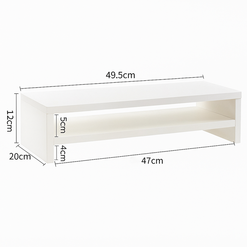Monitorstandaard 2 Laags - 50cm x 20cm x 12cm - Wit