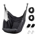 Hangstoel met Kussen – Hangende Stoel voor Binnen en Buiten – Inclusief Ophangset – Belastbaar tot 125 kg – Katoenen Hangstoel voor Tuin, Balkon, Slaapkamer & Balkon – Zwart