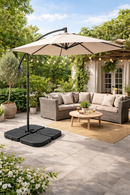 Parasolvoet voor Zweefparasol – 4-delige Vulbare Parasoltegels 50x50 cm – Met Handgrepen – Geschikt voor Water of Zand