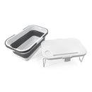 Picknickkorb 2-1 – Weiß &amp; Grau – Zusammenklappbar – Picknickkorb mit Tisch