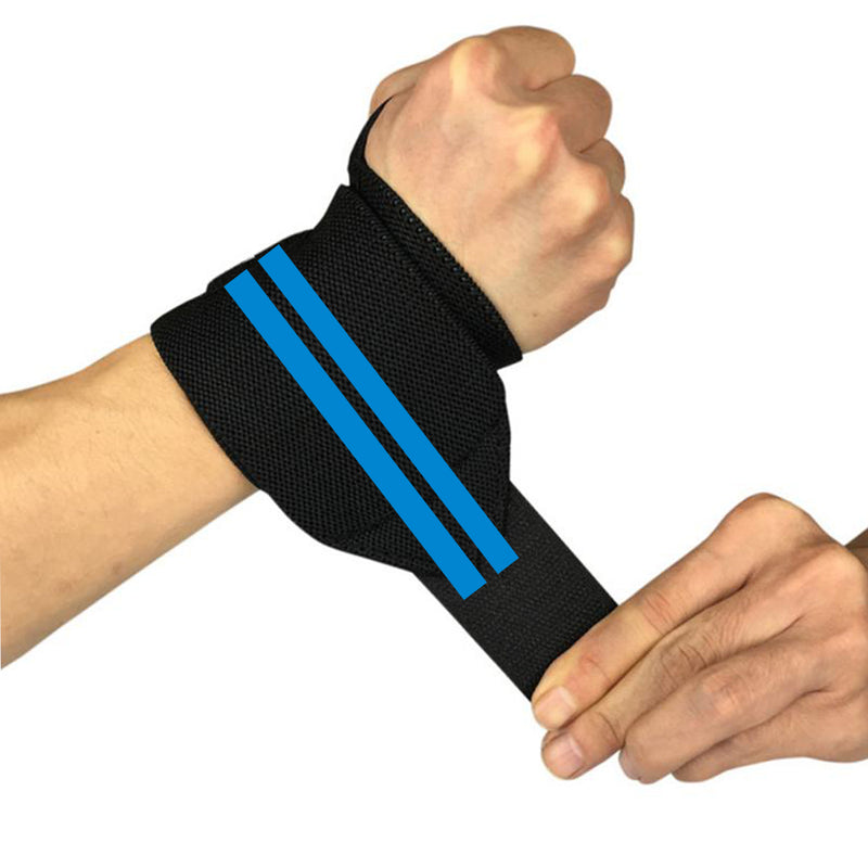 Fitness / Crossfit Polsband - 2 stuks - Lichtblauw / Zwart - Polsbandage Wrist Support Wraps - Pols Bandage Band - Bodybuilding Support - Gewichthef Straps - Krachttraining Lifting Workout Straps