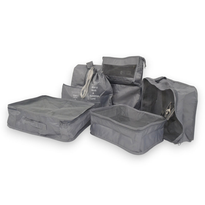 Packwürfel – Grau – 9-teiliges Set – Packwürfel Kompression – Optimale Kofferaufteilung