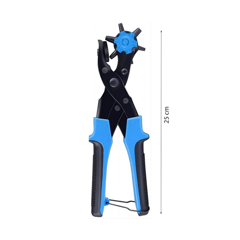 Gaatjestang voor Riem - Blauw - Complete Set - Gatentang - Ergonomische Anti Slip - Revolvertang - Leergereedschap - Gatenmaker - Ponstang
