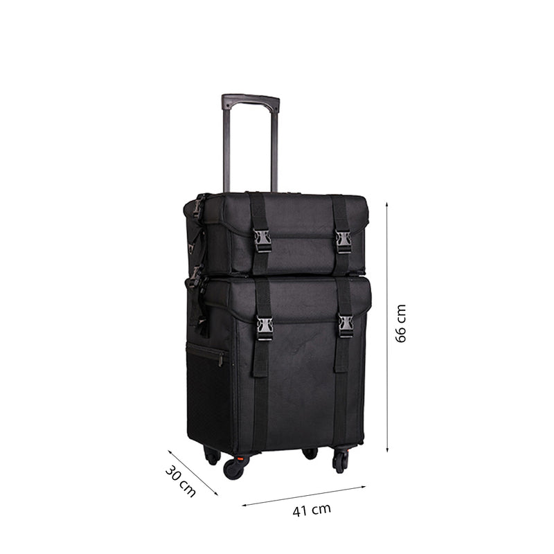 Pedicurekoffer met Wieltjes - Zwart - 60x41x30 cm - Pedicure case - Ambulante Pedicure Koffer