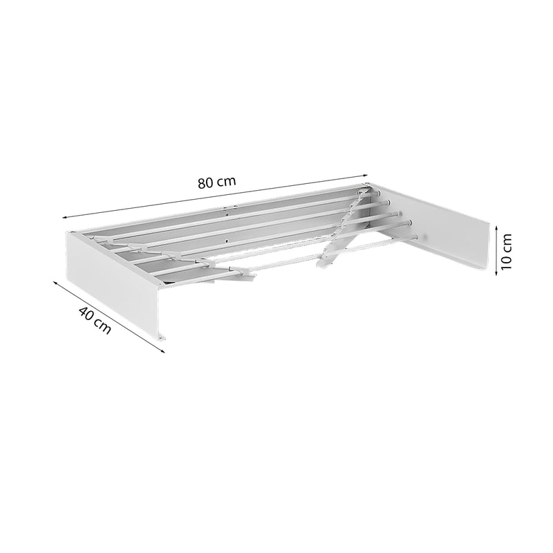Droogrek Inklapbaar - Wit - 80 cm - 4 meter Drooglengte - Uitklapbaar Wanddroogrek - Wasrek Hangend - Ophangbaar
