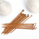 Stricknadel-Set Bambus 36-teilig - Dunkelbraun - 18 verschiedene Größen - 35 cm lang - 2 bis 10 mm dick