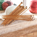 Stricknadel-Set Bambus 36-teilig - Dunkelbraun - 18 verschiedene Größen - 35 cm lang - 2 bis 10 mm dick