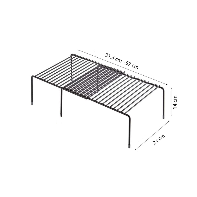 Küchenregal verstellbar – Edelstahl – Grau – Organizer – 2 Schichten – Küchenschrank-Organizer