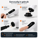 Elektrische Schoonmaakborstel Draadloos – 9-in-1 Power Scrubber met 8 Opzetborstels – Uitschuifbare Steel – Oplaadbare Badkamerreiniger – Voor Badkamer, Tegels, Keuken, Douche & Vloeren