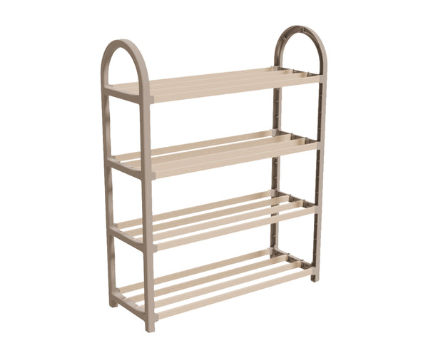 Schoenenrek 4 Lagen – Ruimtebesparend Schoenenkast – Modern Design – Metaal & Hout – Voor 12+ Paar Schoenen – Opbergsysteem Schoenenrek Hal, Slaapkamer of Woonkamer