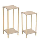 FixWood 2-Tier Plantenstandaard – Set van 2 Bloemenrekken – Houten Bloemenstandaard voor Binnen & Buiten – Decoratieve Plantentafel – 50 & 60 cm Hoog – Beige/Natuur