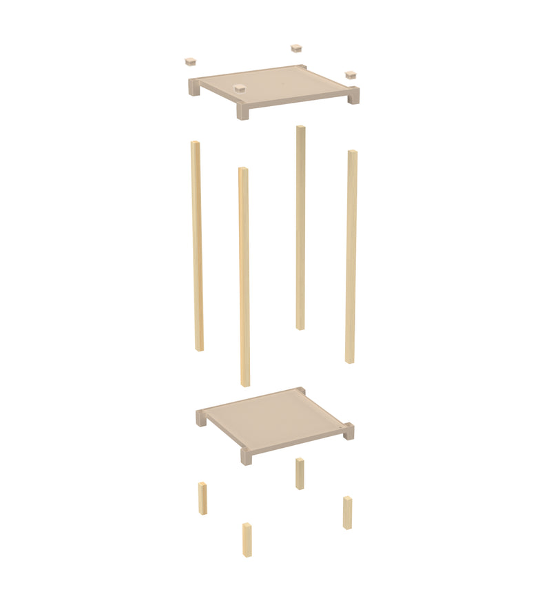 FixWood 2-Tier Plantenstandaard – Set van 2 Bloemenrekken – Houten Bloemenstandaard voor Binnen & Buiten – Decoratieve Plantentafel – 50 & 60 cm Hoog – Beige/Natuur