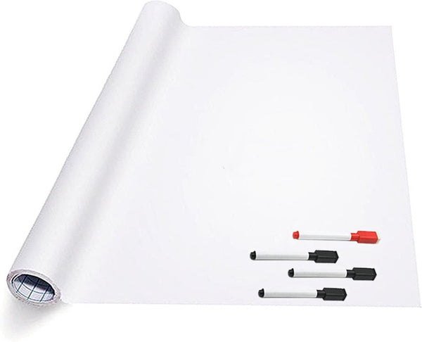 Whiteboard-Folie XL selbstklebend mit 4 Stiften mit Radiergummi – 45 x 100 cm