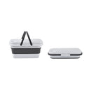 Picknickkorb 2-1 – Weiß &amp; Grau – Zusammenklappbar – Picknickkorb mit Tisch