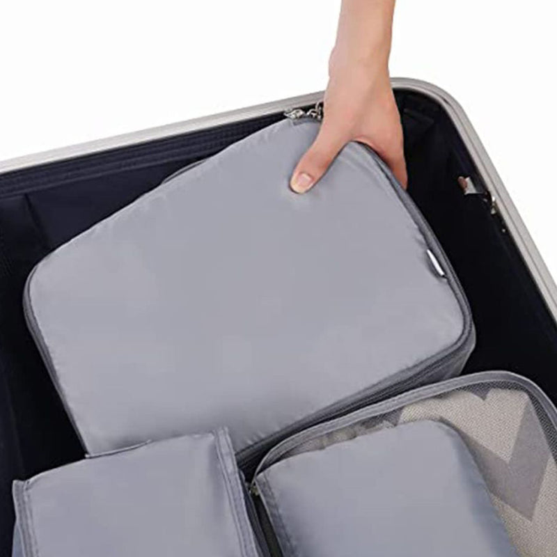 Packwürfel – Grau – 9-teiliges Set – Packwürfel Kompression – Optimale Kofferaufteilung