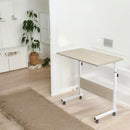 Laptoptisch auf Rollen – Weiß – 80 cm x 40 cm – Höhenverstellbar – Nachttisch mit Rollen – Frühstückstisch