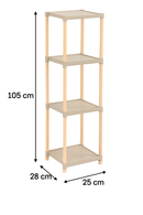 FixWood Houten Modulaire Opbergrek – Massief Hout & Kunststof – Badkamerrek, Keukenrek of Plantenrek – 105 cm Hoog – Beige/Naturel
