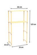 FixWood 2-Laags Wasmachine Rek – Beige - Houten Opbergrek voor Wasmachine – Ruimtebesparend Badkamerrek 127 cm – Beukenlook – 33x66x127 cm