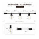 Prikkabel Buiten 15,3 Meter – 25 LED Lampen – Koppelbare Lichtsnoer Buiten – Waterdichte Tuinverlichting – Warm Wit – Sfeerverlichting voor Tuin, Balkon, Terras & Overkapping