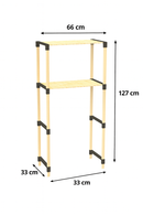 FixWood 2-Laags Wasmachine Rek – Zwart - Houten Opbergrek voor Wasmachine – Ruimtebesparend Badkamerrek 127 cm – Beukenlook – 33x66x127 cm (