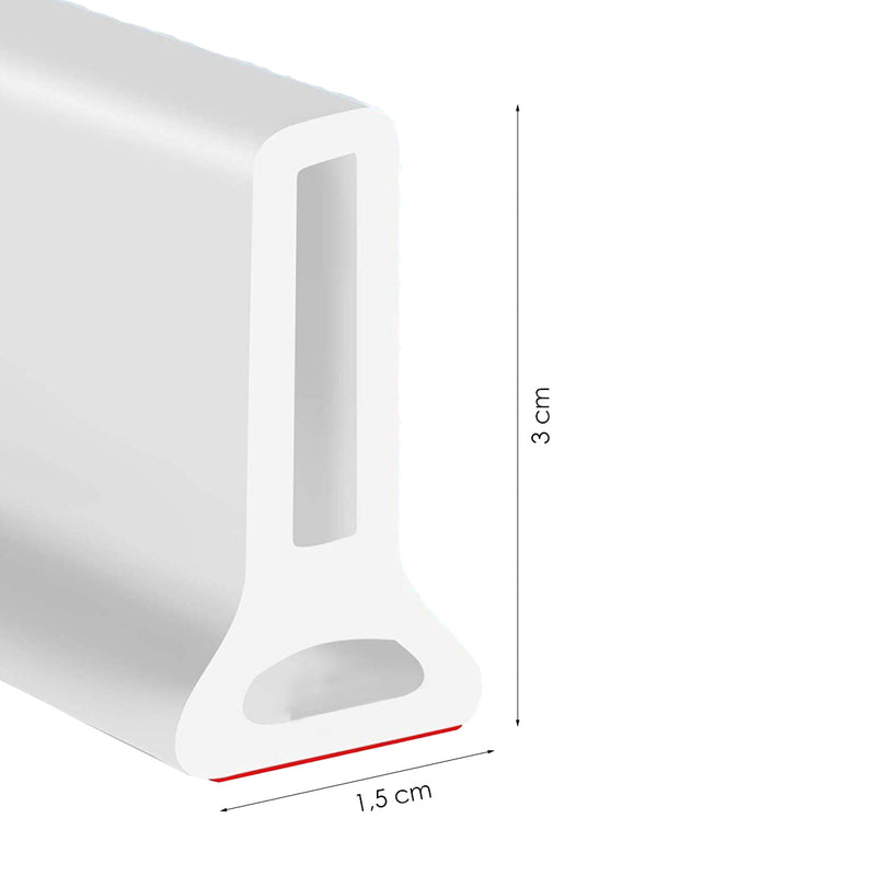 Wassersperre - Silikon - Weiß - 2 Meter - Selbstklebender Dichtstoffrand - Wasserschwelle - Duschschwelle