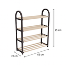 Schoenenrek 4 Lagen – Zwart - Ruimtebesparend Schoenenkast – Modern Design – Metaal & Hout – Voor 12+ Paar Schoenen – Opbergsysteem Schoenenrek Hal, Slaapkamer of Woonkamer (kopie)