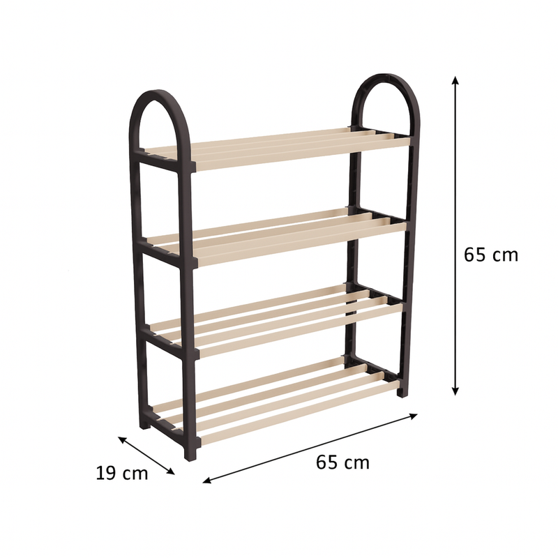 Schoenenrek 4 Lagen – Zwart - Ruimtebesparend Schoenenkast – Modern Design – Metaal & Hout – Voor 12+ Paar Schoenen – Opbergsysteem Schoenenrek Hal, Slaapkamer of Woonkamer (kopie)