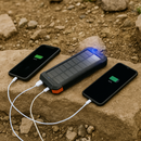 Powerbank 20000 mAh – Oranje - Draadloze Zonne-energie Powerbank met LED-indicator – Outdoor Waterdicht – Zwart - USB Snellader – Powerbank voor Smartphone & Tablet - powerbank 20000 mah draadloos
