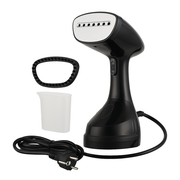 Kledingstomer – 1600W – Handstomer voor kleding – Snelle opwarming – Inclusief borstelopzetstuk & maatbeker – Zwart