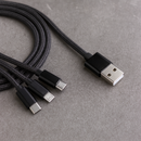 FLOKOO 3-in-1 USB Kabel – 1 meter – Snelladen & Dataoverdracht – USB naar USB-C / Micro-USB / Lightning – Nylon Gevlochten – Zwart