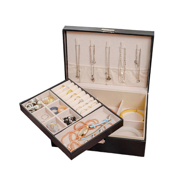Juwelendoos XL - Zwart - 23 x 17 x 9 cm - Sieradendoos - Oorbellen Rekje - Oorbellen Organiser - Sieraden Organiser