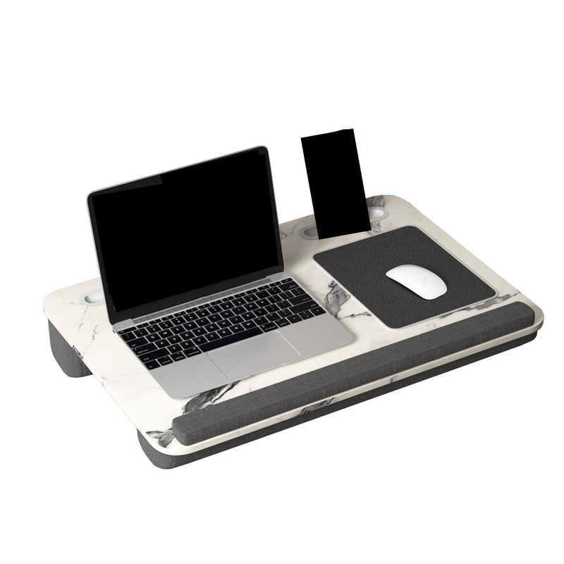 Laptopkussen - Wit - Muispad en Telefoonhouder - Laptoptafel - Bankkussen voor Laptop - Schootkussen