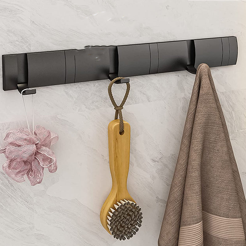 Türhaken zum Aufhängen – 5 Winkel – Schwarz – 32,5 x 18 cm – Kleiderhaken für die Tür – Handtuchhaken – Garderobe – Industriedesign