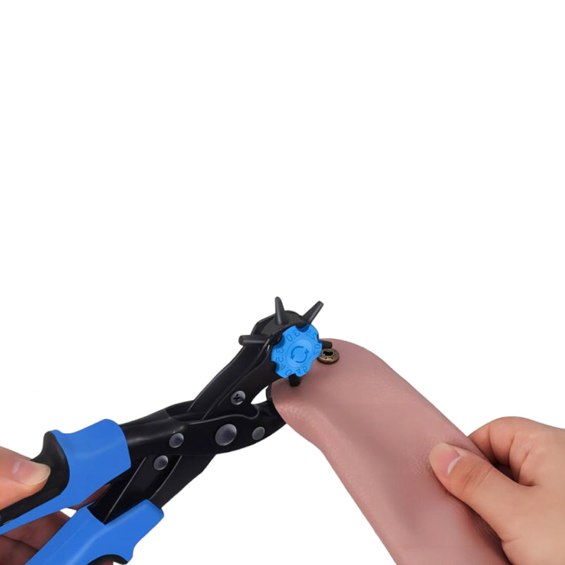 Gaatjestang voor Riem - Blauw - Complete Set - Gatentang - Ergonomische Anti Slip - Revolvertang - Leergereedschap - Gatenmaker - Ponstang